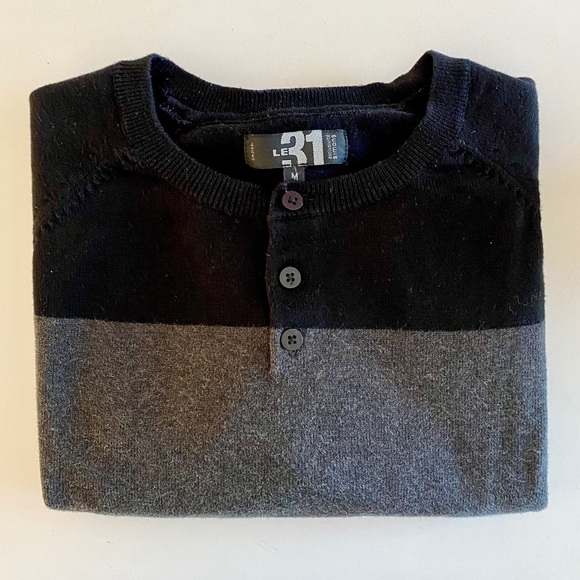 Simons Block Stripe Grey Sweater - Picture 1 of 3